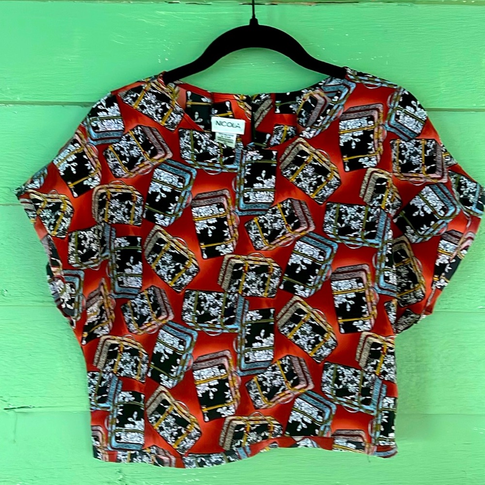 Vintage cropped Suitcase Top by Nicola ~ so cute 💕💕💕